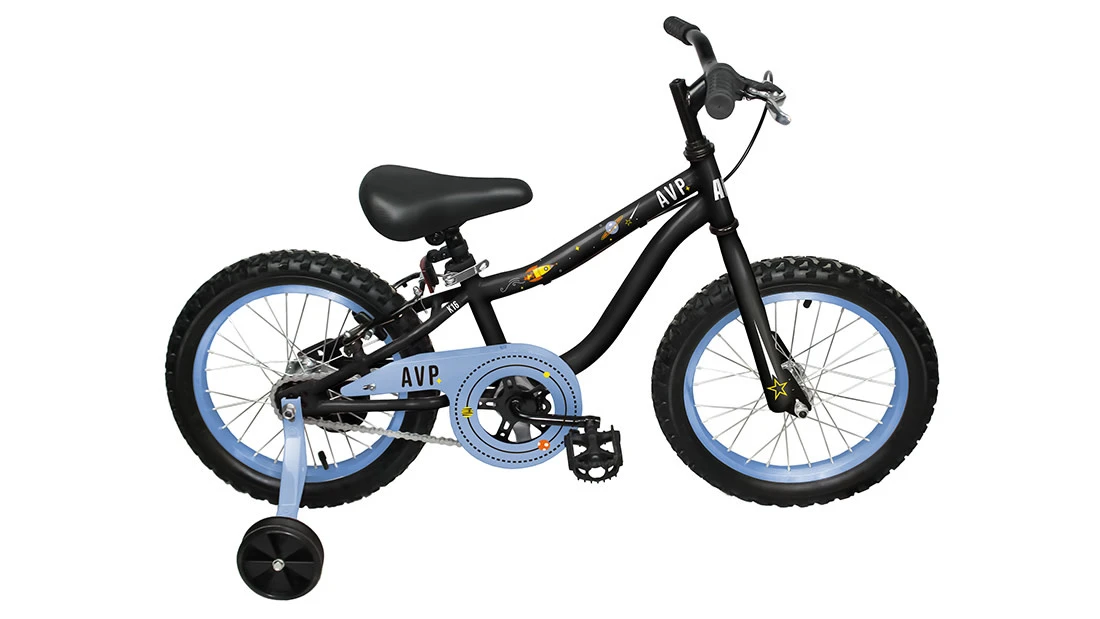 AVP AVP K16 Vélo Junior, Planète Noir-lilas, Roues Stabilisatrice, 16"