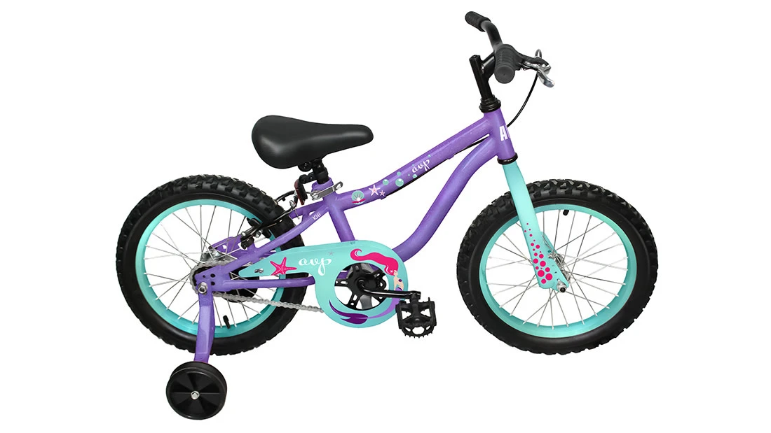 AVP AVP K16 Vélo Junior Sirène Lilas-turquoise Avec Roues Stabilisatrices, 16"