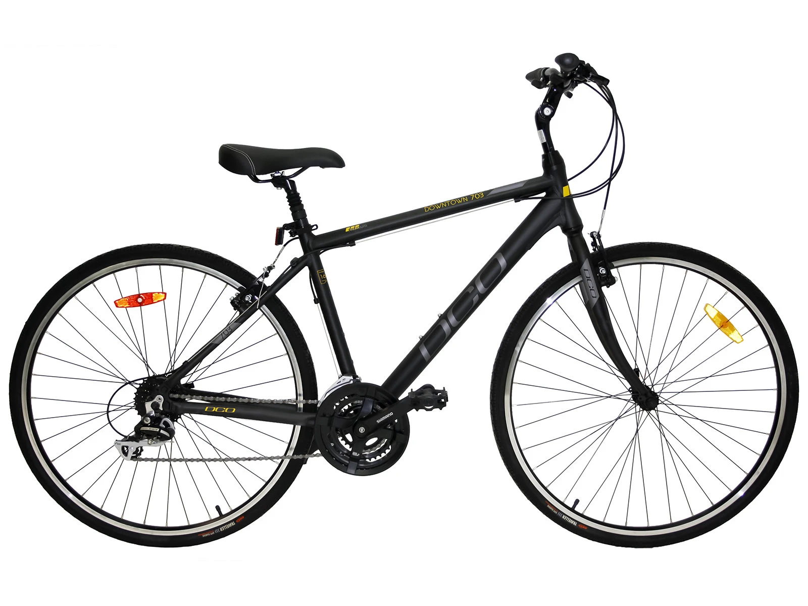 DCO DCO DOWNTOWN 703 BLACK-CHARCOAL-YELLOW 21 VÉLO HYBRIDE