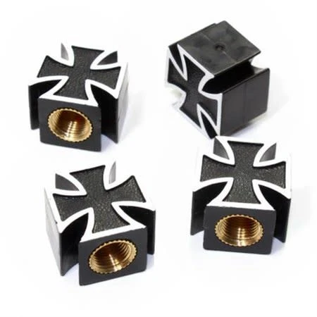 Iron Cross Valve Caps-Black